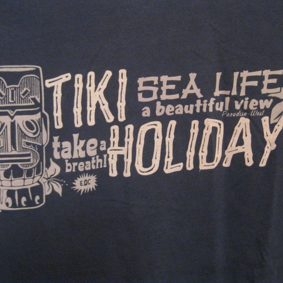 Men's Graphic T-Shirt Short Sleeves Tiki Sea Life - Picture 6 of 6